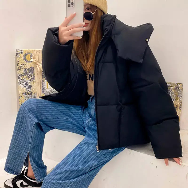 Women's Black Goose Down Parka Jacket