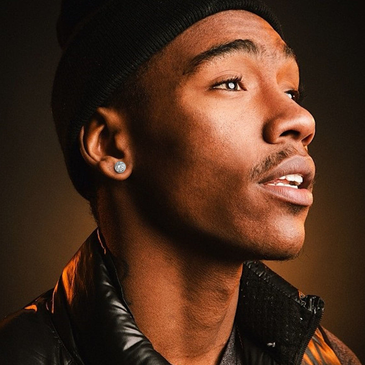 8mm Male Stone Stud Earrings