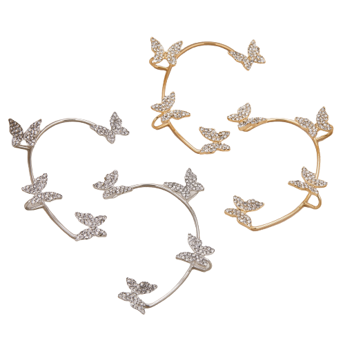 18K Butterfly Earrings - Plated, Studded, and Hypoallergenic