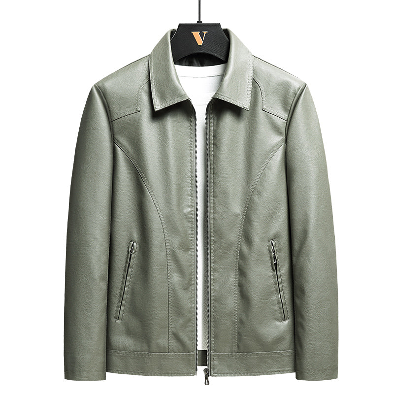 Veste en cuir vintage zippée