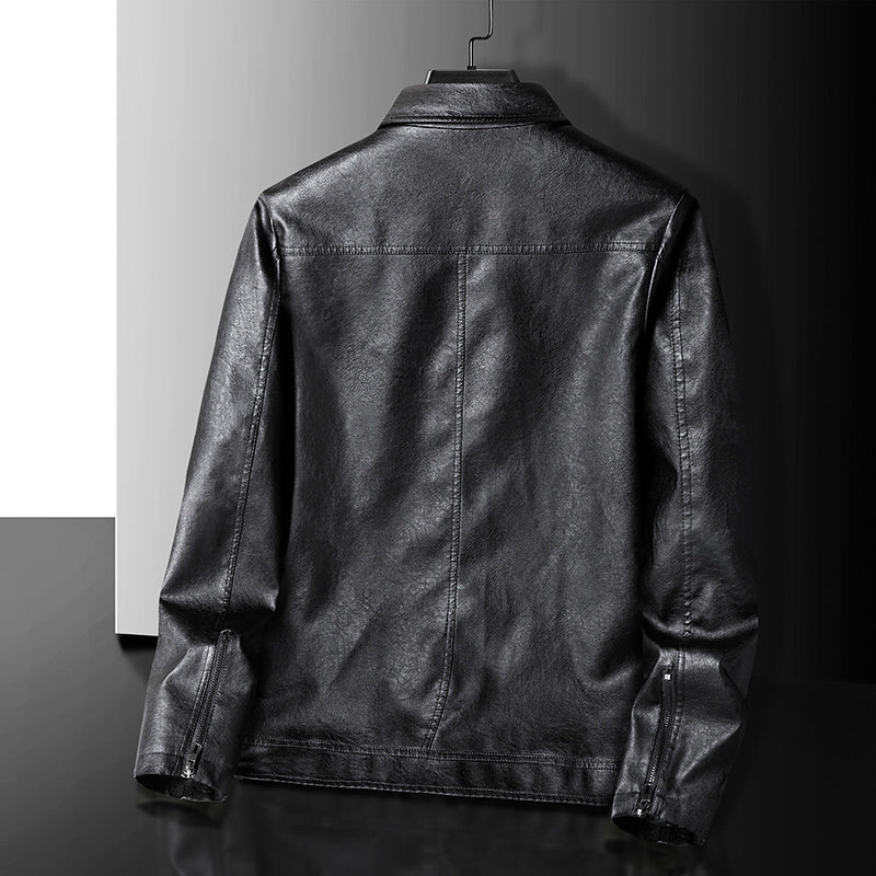 Veste en cuir vintage zippée