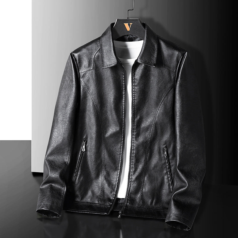 Veste en cuir vintage zippée