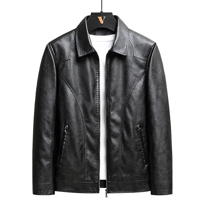 Veste en cuir vintage zippée