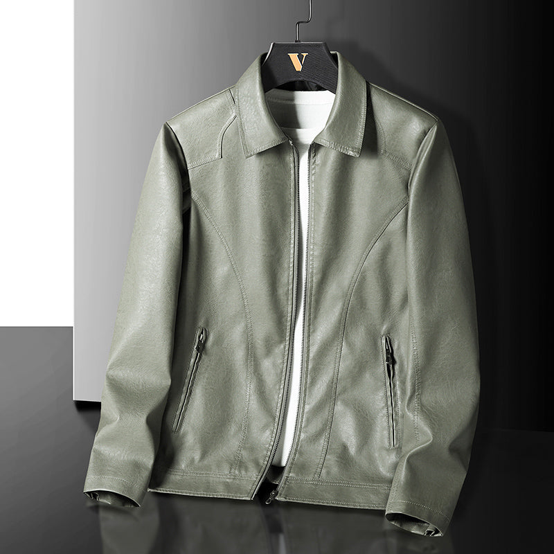 Veste en cuir vintage zippée