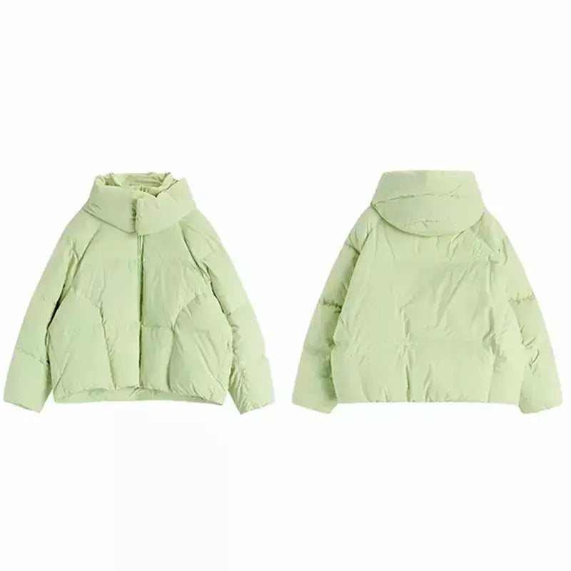 Women's Light Green Goose Down Parka Jacket