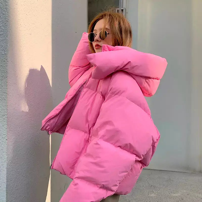 Women's Pink Goose Down Parka Jacket
