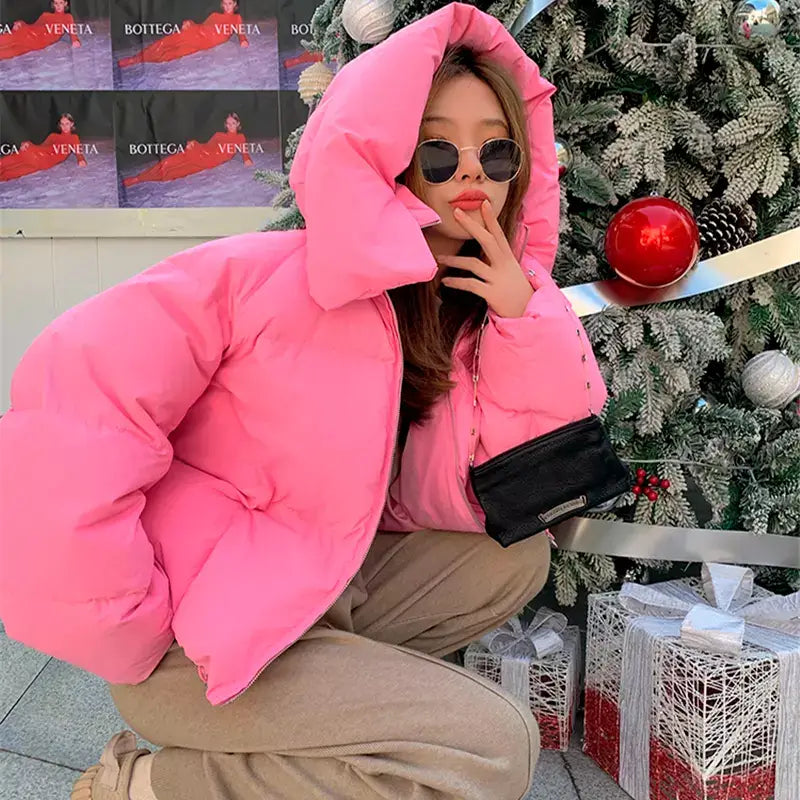 Women's Pink Goose Down Parka Jacket
