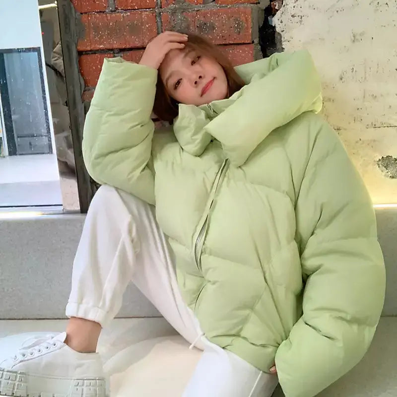 Women's Light Green Goose Down Parka Jacket