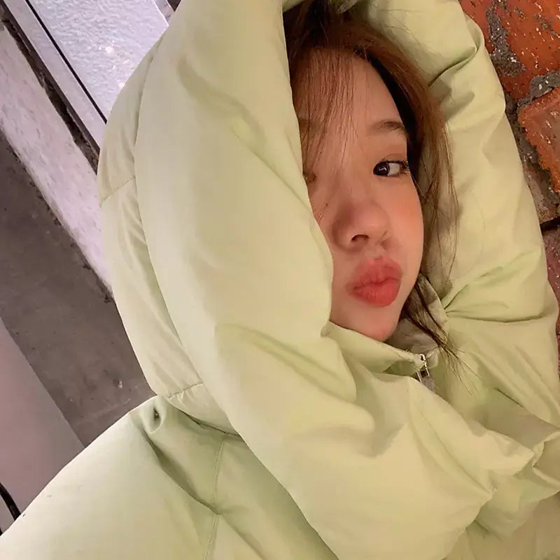 Women's Light Green Goose Down Parka Jacket