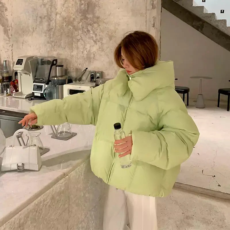 Women's Light Green Goose Down Parka Jacket