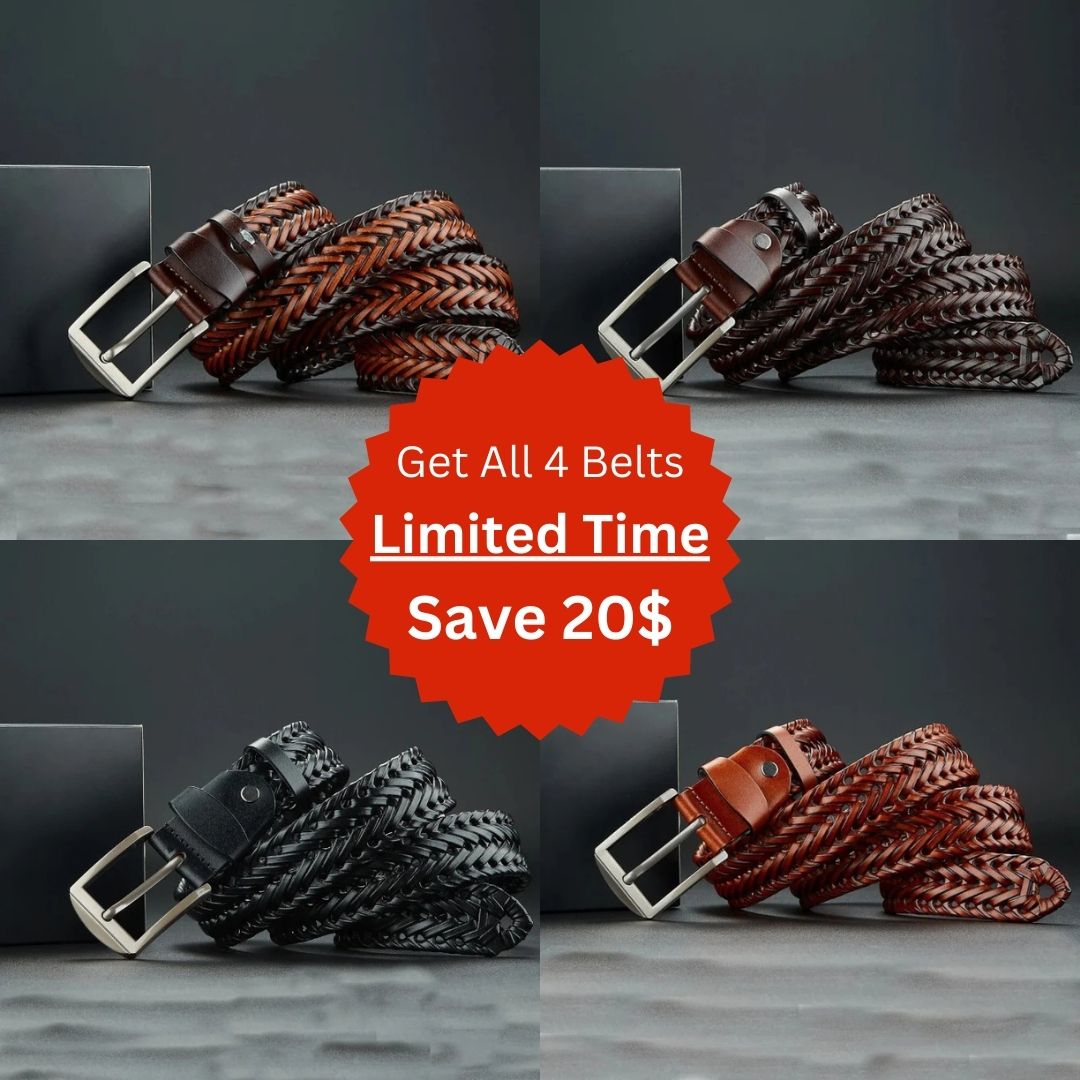 Ceinture tressée en cuir de vachette Heritage