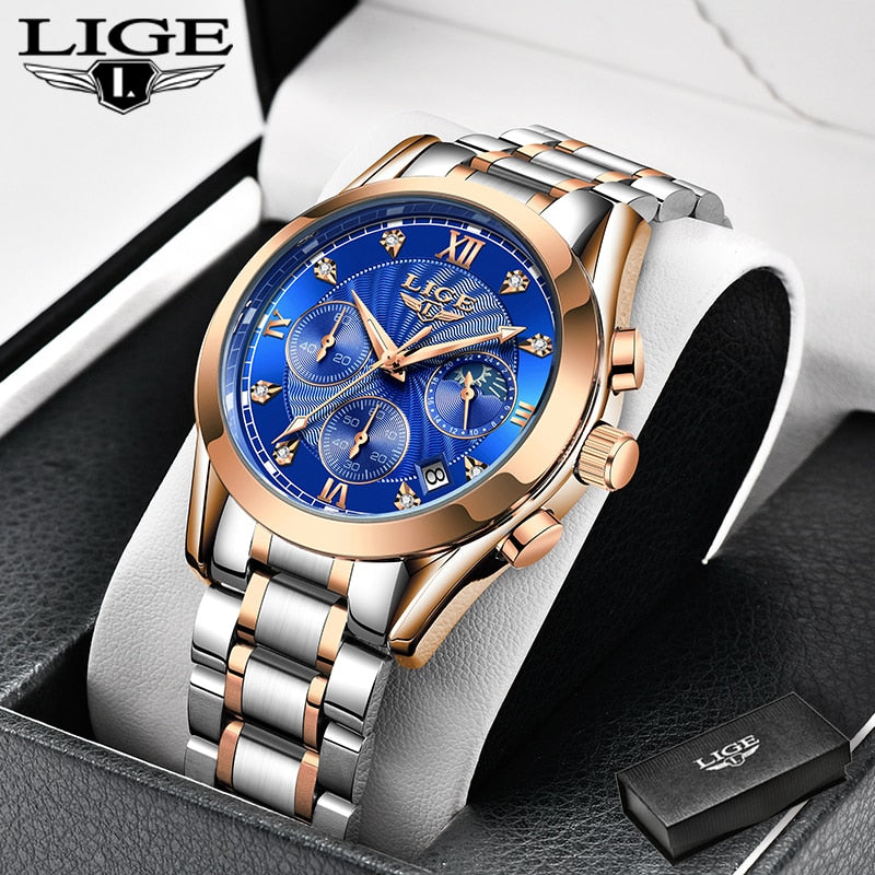 Lige Women's Stainless Steel Watch - Waterproof
