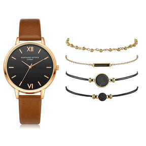 Women's Watch Set with 4 Bracelets
