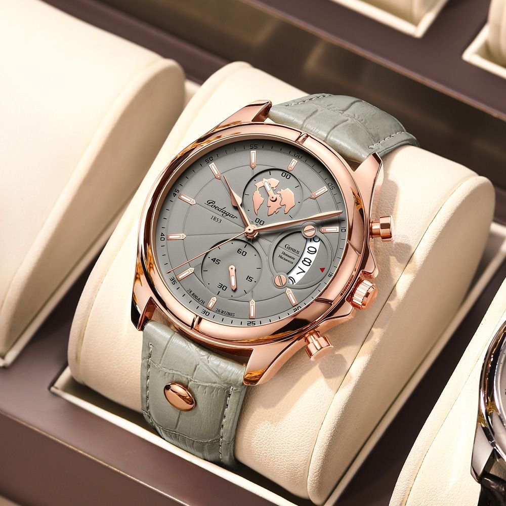 'Classic Explorer II' Leather Strap Watch