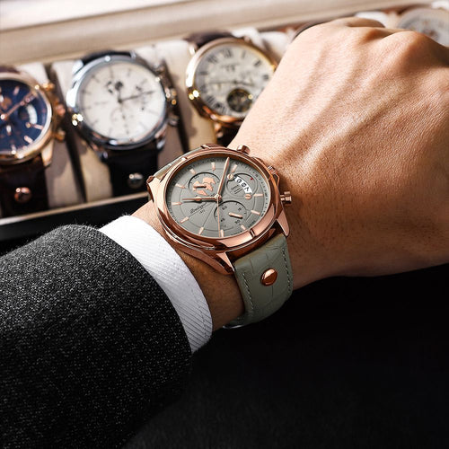 'Classic Explorer II' Leather Strap Watch