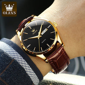 OLEVS Men's Watch with Leather Strap