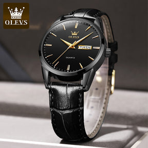 OLEVS Men's Watch with Leather Strap