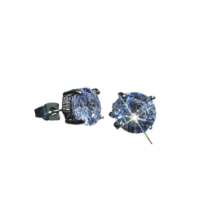 Unisex Silver Cubic Zirconia Stud Earrings