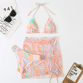 Tie Dye Bikini Set (3pcs) with Skirt