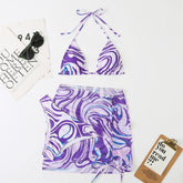 Tie Dye Bikini Set (3pcs) with Skirt