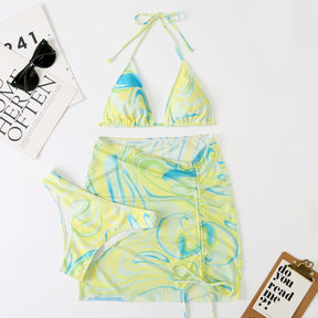 Tie Dye Bikini Set (3pcs) with Skirt