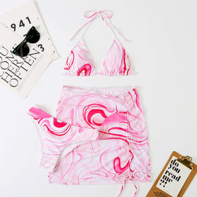 Tie Dye Bikini Set (3pcs) with Skirt