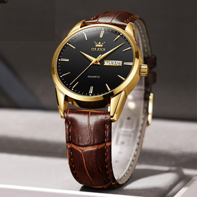 OLEVS Men's Watch with Leather Strap