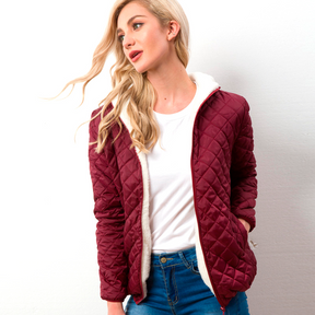 Women's Wine Velvet Parka Jacket
