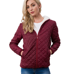 Women's Wine Velvet Parka Jacket