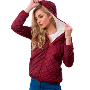 Women's Wine Velvet Parka Jacket