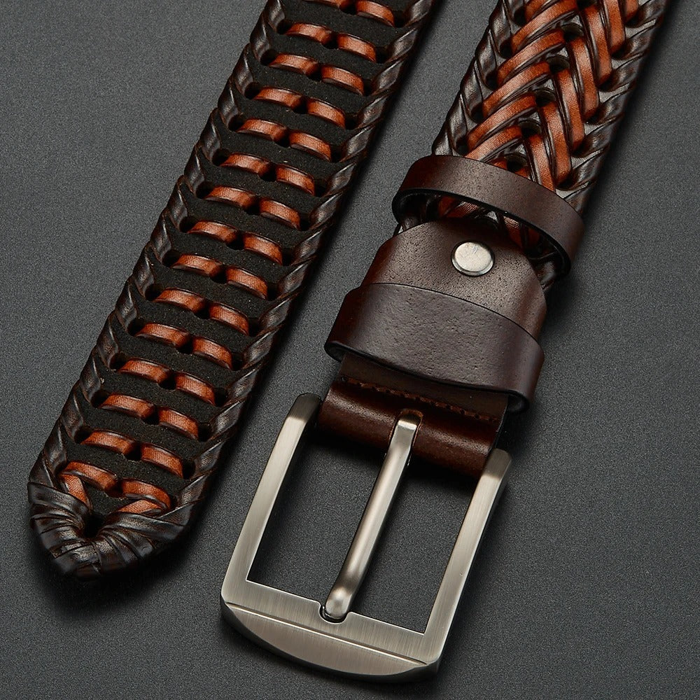Ceinture tressée en cuir de vachette Heritage