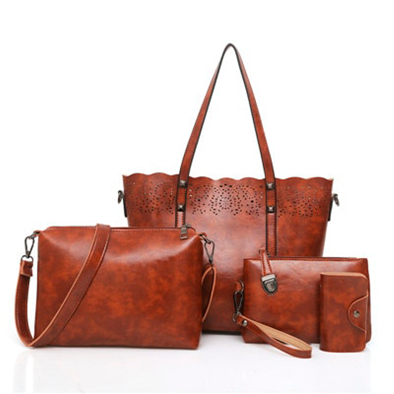 4-Piece Women's Leather Bag Set