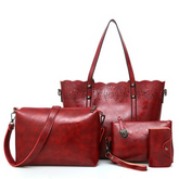 4-Piece Women's Leather Bag Set
